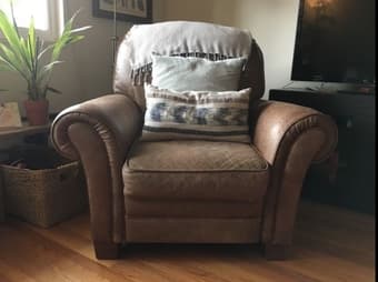 Brown leather reclining chair 1