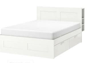 Bed frame with storage & headboard, white, Luröy (includes mattress) 1
