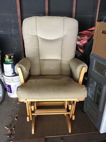 Glider chair, side table, matching small cabinet 1
