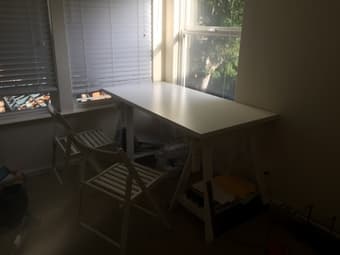 White Ikea Desk and Chairs 1