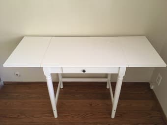 Table / desk with drop-leaves (white) - As new!!! 2