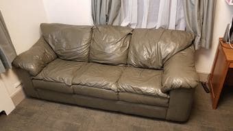 Large Green Leather Couch 1