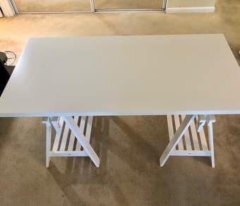 Adjustable Height IKEA Desk and Workbench (white) 1