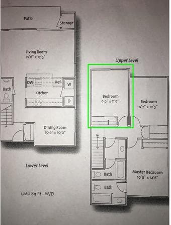 1bd in 3bd/2.5ba townhouse $1212 + utilities starting September 1st 2