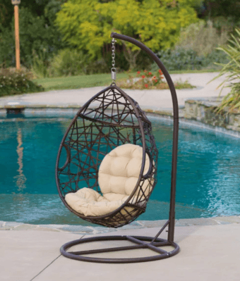 Cayuse Outdoor Wicker Tear Drop Hanging Chair 1