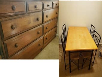 Moving sale- Bed, couch, table, lamps, microwave, shelf 3