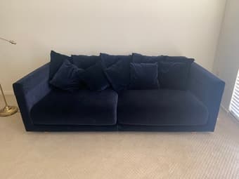 IKEA Stockholm Dark Blue Velvet Sofa (Excellent Condition) 1