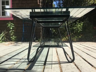 Midcentury Glass + Iron Coffee Table 2