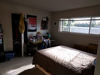 Master bedroom with private bathroom open in a 3BR/2BA apartment in PA 1