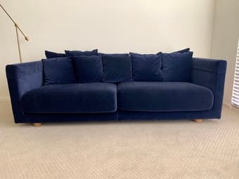 Ikea Stockholm Dark Blue Velvet Sofa (LIKE NEW) 2