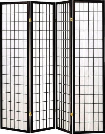 4-Panel Folding Screen Black and White room divider 1