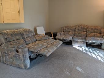 Recliner couches 3 seater + 2 seater with free cushions - Sunnyvale 1