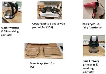 Moving out everything must go Kitchen stuff, bed, vacum cleaner,..etc 3
