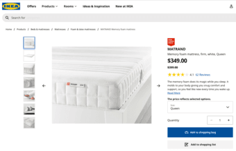 IKEA queen size memory foam mattress MATRAND 1