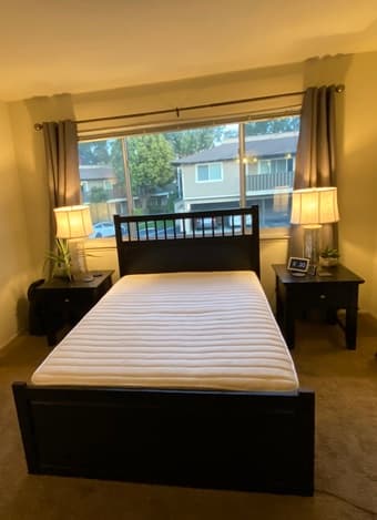 Full Size Mattress and Hemnes Black-Brown Bed Frame w/ Slats 2
