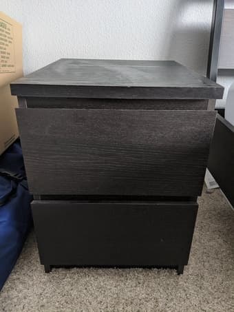 Queen bed + mattress + night stand 1