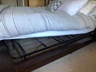 Dark Brown Contemporary Wooden Bed Frame (Queen-Sized) - For Sale 4