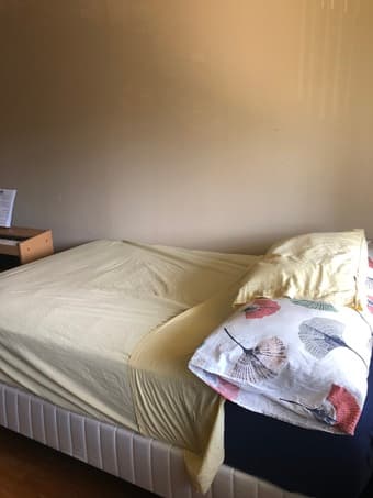 Bed frame, box spring, and full-sized mattress 1