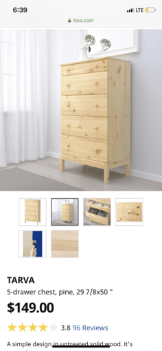 Very new Ikea Bed Frame, Mattress and 5-Drawers Chest, Oak Creek 1