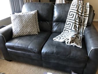 Gray/Charcoal Leather Couches (Great Condition, barely used) 1