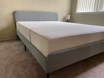 (Moving-out sale) SLATTUM Upholstered bed frame (original price $129) 1