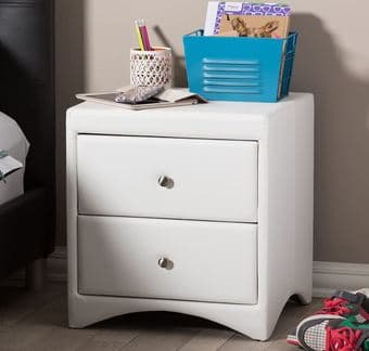 Modern Nightstand White Faux Leather 1