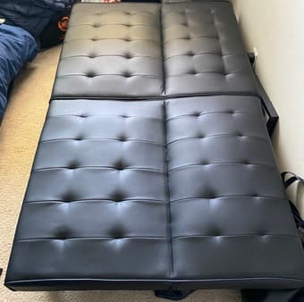 Black faux leather futon - $100 - one year old, like new 2
