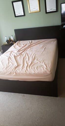 Black Ikea malm bed frame + beam + mattress 1