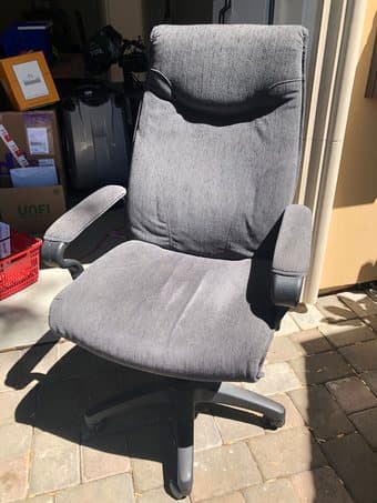 Grey fabric wheeled desk chair - $10 2