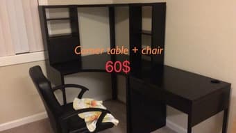 corner table + free computer chair 1