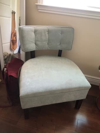A light blue suede accent chair 1