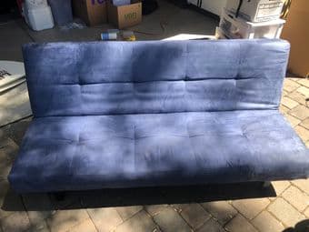 Blue suede futon 3