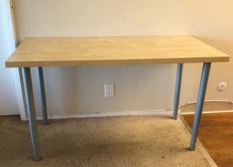 IKEA queen bed, wood desk, chair, folding table 2