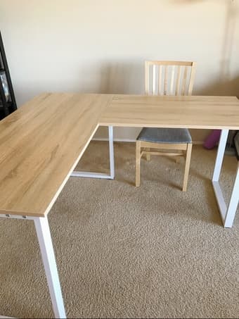 Move out sale：L shaped wood desk, wood chair, vacuum, drawer boxes 2