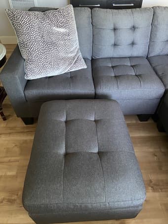 Navy Blue, L-Shaped Couch with Ottoman 1