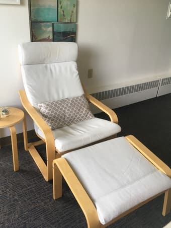 IKEA armchair + feet rest + pillow 1