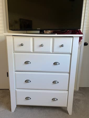 Moving sale: white matching dresser and nightstand/drawer 1