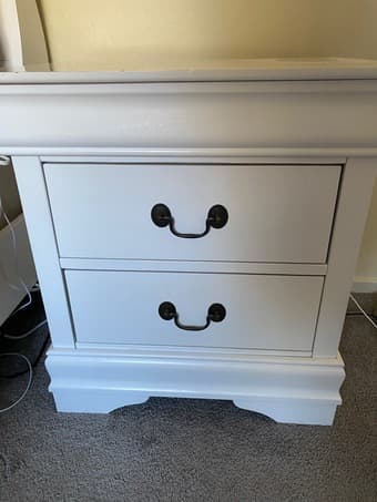 Moving sale: white matching dresser and nightstand/drawer 2