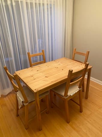 Table & 4 Chairs, Pine, 47 1/4” 1