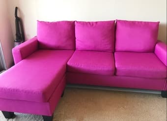sofa, crib mattress, laundry hamper 3