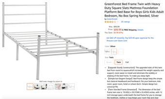 twin size bed frame & mattress 1