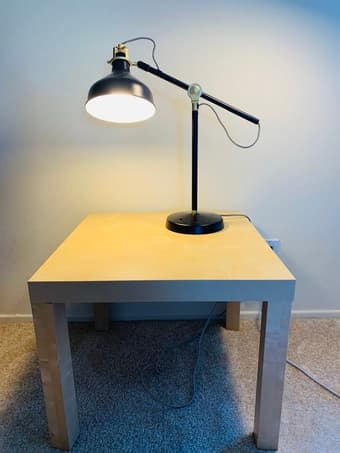 I am selling my great table lamp and bedside table for $25 1
