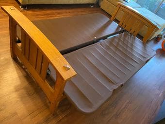 Futon convertible to comfortable queen sized bed 3