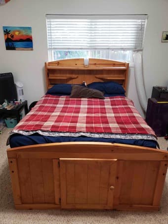 Solid oak bed frame with storage, mattress and mattress base included 1