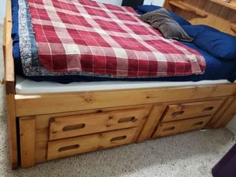 Solid oak bed frame with storage, mattress and mattress base included 2