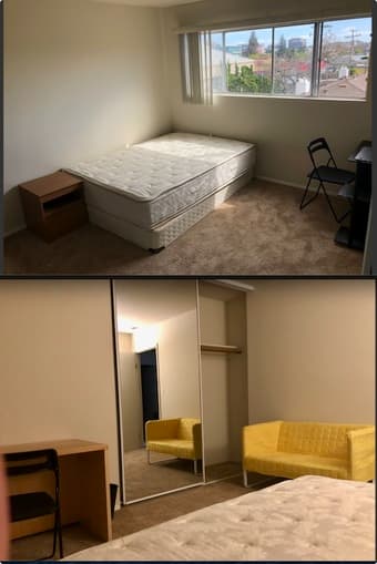 Furnished bedroom with private bathroom in 2B1.5B Apartment in RWC 1