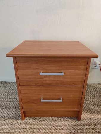 Moving Sale: night stand, unopened rice saysauce ,cleaning supp 1
