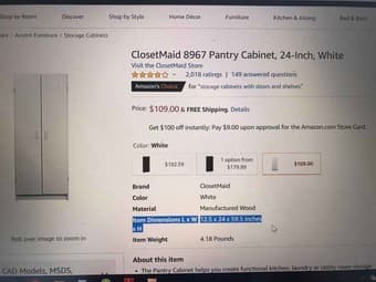 Very Excellent Condition-- ClosetMaid 8967 Pantry Cabinet, 24-Inch 3
