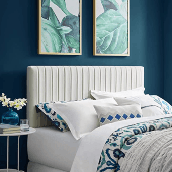 Ivory Velvet Queen Headboard 1