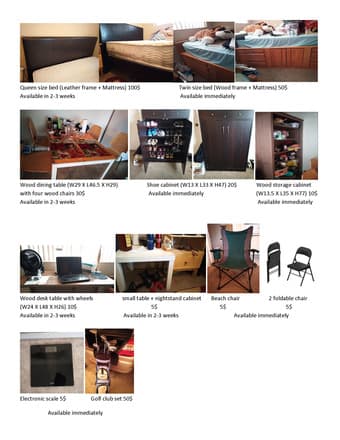 Moving cheap sells (queen bed, twin bed, shoe cabinet, tables...) 1